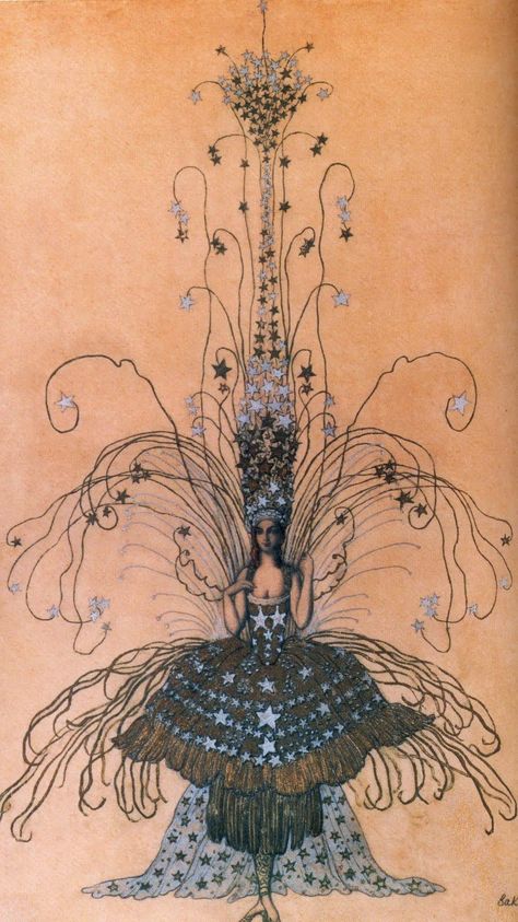 Luisa Casati, Night Costume, Leon Bakst, Ballets Russes, Costume Design Sketch, The Magic Flute, Ballet Russe, Magic Flute, Queen Of The Night