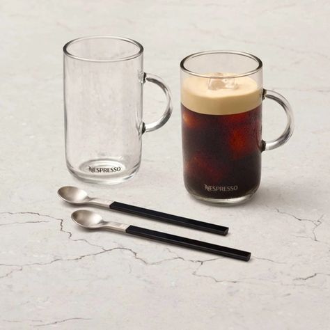 nespresso vertuo mug set. Two 20oz cups with 2 spoons. Nespresso Vertuo, Cappuccino Cups, Coffee Capsules, Snack Tray, Milk Frother, Mug Set, Coffee And Tea Accessories, Coffee Cafe, Espresso Cups