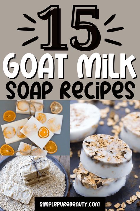 Looking for a luxurious, creamy soap you can make at home? Try one of these 15 goat milk soap recipes. From oatmeal and orange cream to lavender and candy corn, there's a scent (and color!) for everyone. You can choose to make your goat milk soap from scratch or use a goat milk soap base. Either way, you'll end up with a beautiful, moisturizing bar of soap you can be proud of. Easy Goat Milk Soap Recipe, Diy Goat Milk Soap, Goat Milk Soap Recipe, Milk Soap Recipe, Homemade Goat Milk Soap, Goat Soap, Natural Soaps Recipes, Goat Milk Recipes, Pumpkin Spice Soap