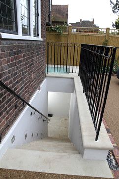 Front garden basement access - contemporary - Basement - London - London Basement Basement Access From Outside, Exterior Basement Stairs, Basement Entrance Outdoor, Cellar Entrance, Garden Basement, Walkout Basement Ideas, Basement Stair Lighting, Open Basement Stairs, London Basement