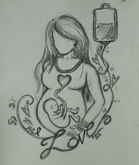 Hyperemesis Gravidarum Tattoo, Hyperemesis Gravidarum Quotes, Pregnant Sketch, Hg Pregnancy, Pregnancy Drawing, Hyperemesis Gravidarum, Birth Art, Pregnancy Art, Disney Art Drawings