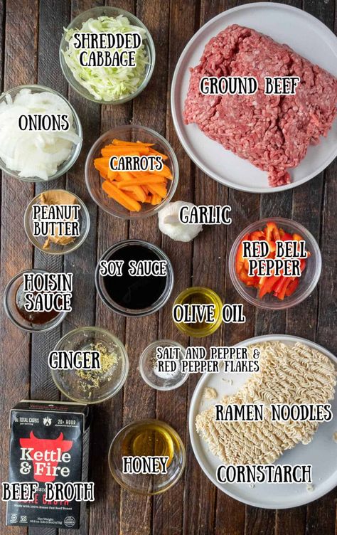 Ground Beef and Ramen Noodles | Butter Your Biscuit Ground Beef And Ramen Noodle Recipes, Ground Beef And Ramen, Beef Ramen Recipes, Ground Pork Ramen, Beef And Ramen Noodles, Loaded Ramen, Beef And Ramen, Beef Ramen Recipe, Beef Ramen Noodle Recipes