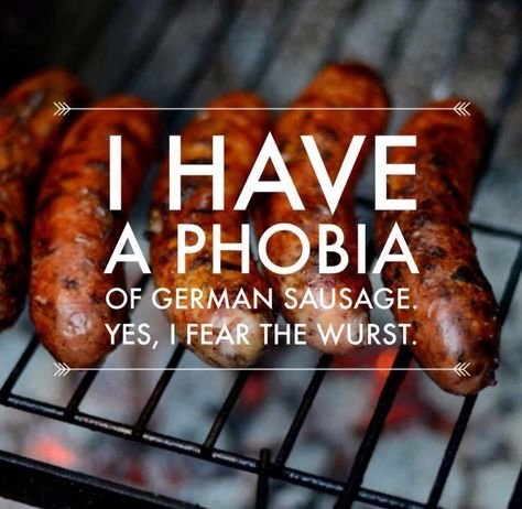 A little German food humor. German Sausage, Clean Memes, Food Puns, Sausages, Food Humor, Dad Jokes, Bones Funny, Puns, Cool Pictures