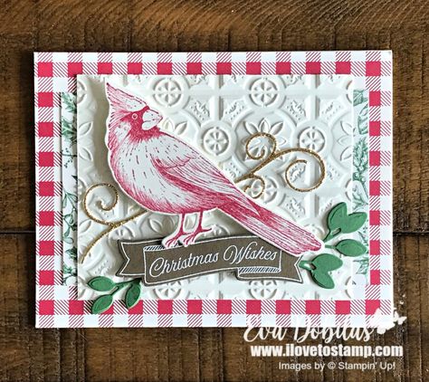 Toile Christmas Card - I Love to Stamp Cardinal Christmas Cards, Cardinal Cards, Toile Christmas, Christmas Toile, Chrismas Cards, New Years Cards, Holiday Birds, Cardinal Christmas, Christmas Cardinals