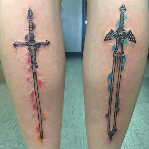 The glow with sao sword tho Tattoo Ideas Spanish, Sao Tattoo, Him And Her Tattoos, Zelda Tattoo, Couple Tattoos Unique, Symbol Tattoo, Gaming Tattoo, Fairy Tattoo, Symbol Tattoos