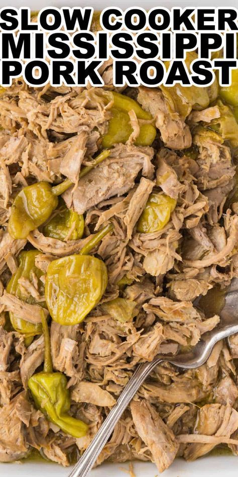 This Slow Cooker Mississippi Pork Roast Recipe is one that the whole family is going to love. This tender delicious pot roast recipe has only 5 simple ingredients and 5 minutes of prep time. Slow Cooker Mississippi Pork Tenderloin, Slow Cooker Mississippi Pork Roast, Mississippi Pork Loin Crock Pot, Pork Mississippi Roast Crock Pot, Pork Sirloin Crock Pot Recipes, Half Loin Roast Recipes Crockpot, How To Cook Pork Roast In Crock Pot, Mississippi Pot Roast Pork, Easy Pork Roast Crock Pot Recipes 3 Ingredients