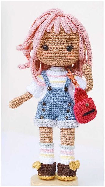 Amigurumi Doll Free Crochet Pattern Yarn Diy Projects, Doll Amigurumi Free Pattern, Crochet Doll Tutorial, Crochet Dolls Free Patterns, Crochet Animals Free Patterns, Red Purse, Crochet Amigurumi Free Patterns, Free Amigurumi Patterns, Haken Baby