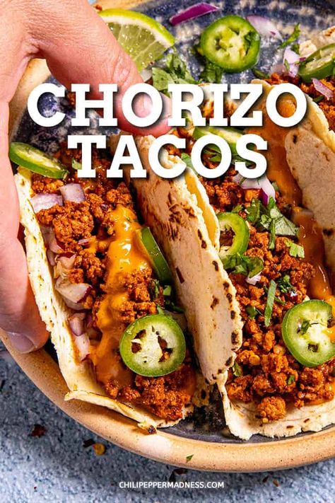 Chorizo Peppers And Onions, Mexican Recipes With Chorizo, Chorizo Wrap Recipe, Chorizo Street Tacos Recipe, Chorizo Burrito Recipes, Chicken Chorizo Tacos, Pork Chorizo Tacos, Chorizo Street Tacos, Crockpot Chorizo Recipes