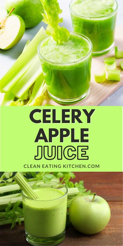 Celery Apple Juice is a great way to get the benefits of celery juice but with better flavor. This simple recipe has just 3 ingredients and can be made in a juicer or a blender. Try this green juice recipe today! Cucumber Celery Juice, Benefits Of Celery Juice, Benefits Of Celery, Apple Juice Recipe, Celery Juice Benefits, Green Juice Recipe, Healthy Juice Drinks, Juice Cleanse Recipes, Detox Juice Recipes