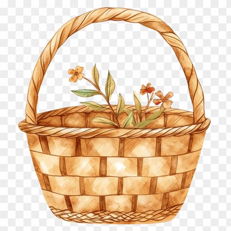 Watercolor Wicker Basket with Flowers Clipart Watercolor Basket, Pencil Clipart, Basket With Flowers, Snowman Clipart, Star Clipart, Cow Clipart, Rose Clipart, Watercolor Feather, Valentines Day Clipart