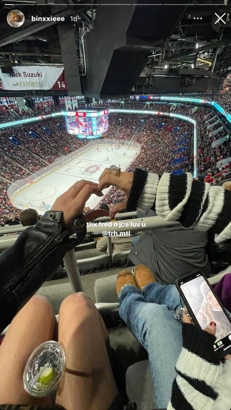 Hockey Game Aesthetic Friends, Hockey Game Instagram Pictures, Hockey Game Aesthetic, Courtside Seats, Hockey Goals, Hockey Girl, Hockey Season, Hockey Game, Nhl Games