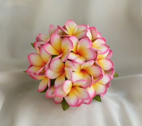 Frangipani Plumeria Posy Bouquet Real-Touch Destination Wedding Hawaiian Bridesmaid Bouquet, Plumeria Bridal Bouquet, Small Tropical Bouquet, Tropical Prom Bouquet, Frangipani Wedding, Tropical Bridal Bouquet Bright Colors, Tropical Bridal Bouquet, Ceremony Arrangement, Artificial Wedding Bouquets