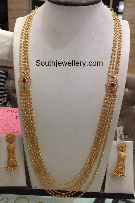 85 Grams Chandraharam with Side Pendants photo Chandra Haram, Latest Indian Jewellery, 22 Carat Gold Jewellery, Gold Jewelry Simple Necklace, Beautiful Gold Necklaces, Pearl Necklace Designs, Gold Necklace Indian Bridal Jewelry, Gold Pendant Jewelry, 22 Carat Gold