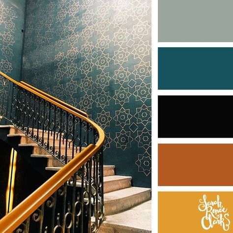 Art deco color scheme (teal and bronze) | 25 color palettes inspired by the PANTONE color trend predictions for Fall/Winter 2018 - Find more color palettes, mood boards and schemes at www.sarahrenaeclark.com #color #colorpalette #colorscheme Art Deco Color Scheme, Art Deco Color Palette, Art Deco Colors, Pantone Fall, Art Deco Color, Spring Color Palette, Color Schemes Colour Palettes, Wooden Display, Mini Skein