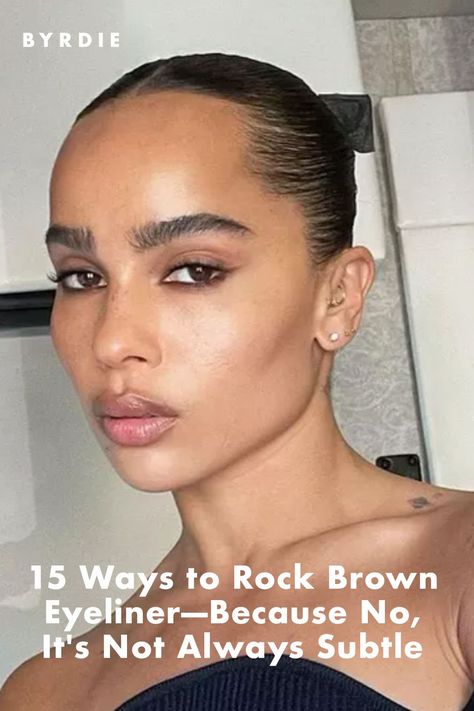 Brown Eyeliner On Black Women, Brown Mascara And Eyeliner Look, Brown Eyeliner Freckles, Smudged Brown Eyeliner Natural, Brown Tightline Eyeliner, Brown Eyeliner On Brown Eyes, Brown Eyeliner Black Woman, Brown Under Eyeliner, Brown Eyeliner Looks Natural Hooded Eyes