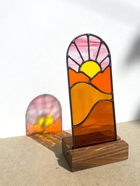 Stained Glass Landscape, Glass Landscape, Diy Stained Glass Window, Glass Window Art, Stained Glass Decor, Glass Diy, Stained Glass Lamps, Stained Glass Diy, Glass Inspiration