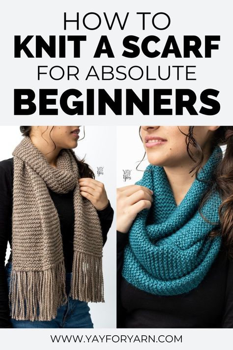 Want to learn how to knit a scarf? This FREE knitting pattern & video tutorial will show you how, even if you are a brand-new beginner. #freeknittingpattern #knittingpattern #freeknittingpatterns #knittingpatterns #knitting #easyknittingpatterns #beginnerknitting Easy Knit Infinity Scarf Patterns Free, Knitting Patterns Free Scarf Beginners, Easy Knitting Patterns Free Beginner Scarves Scarfs, Diy Knit Scarf, Easy Knit Scarf Patterns Free Simple, Knit Scarf Patterns Free Beginner, How To Knit A Scarf, Easy Scarf Knitting Patterns Free, Simple Scarf Knitting Pattern