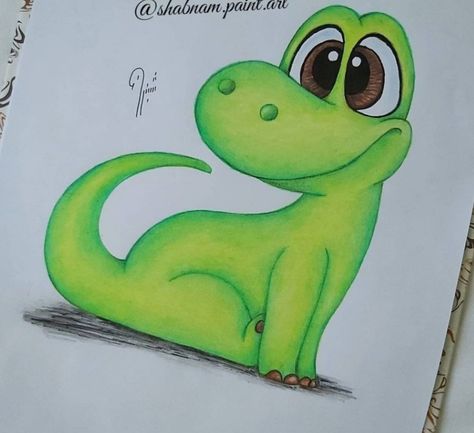 Dinosaur Drawings Cute, Pixar Characters Drawings, Good Dinosaur Drawing, Disney Characters Drawings, Dinosaurs Clipart, Cartoon Drawing For Kids, Colored Drawings, Pikachu Tattoo