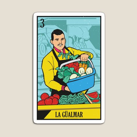 Get my art printed on awesome products. Support me at Redbubble #RBandME: https://www.redbubble.com/i/magnet/La-Gualmar-Grocery-Store-Mexican-Bingo-Loteria-Card-by-teacherfy/45780304.TBCTK?asc=u Mexican Bingo, Bingo Card, Cotton Tote Bags, Grocery Store, Bingo, Some Fun, Vinyl Decal Stickers, Vinyl Decal, Comic Book Cover