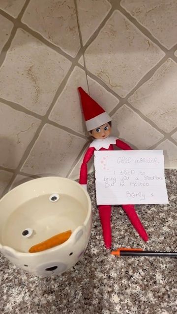 Natasha Oxley on Instagram: "So quick and easy, hopefully they find it funny 😅 #elfontheshelfideas #elfontheshelf #elfideas #momof3 #tinygirlgang #easyelfideas #sahm #sahmlife #sahmproblems #snowman #meltedsnowman #texaswinter #christmas #xmas #xmasmagic #elfmagic" Elf Melted Snowman, Elf On The Shelf Melted Snowman, Elf On The Shelf Ideas For Kids Who Are Misbehaving, Elf Om Shelf Ideas, Kids Misbehaving Elf On The Shelf, Elf On Shelf Flour Angel, Texas Winter, Melted Snowman, Elf Magic