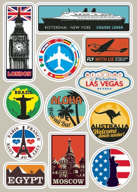 Mac Stickers, Suitcase Stickers, طابع بريدي, Luggage Stickers, Luggage Labels, Sell Diy, Skateboard Stickers, Vintage Luggage, Travel Stickers