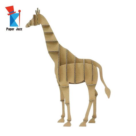 Cardboard Giraffe, Cardboard Puzzle, Corrugated Board, Animal Model, Material Science, African Inspired Clothing, Animal Puzzle, Custom Kids, Paper Animals