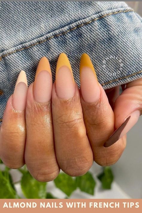 Almond Nails French, Nails French Tip, Almond Shape Nails, Nails French, French Tips, Yellow Nails, Dream Nails, Chic Nails, French Tip Nails