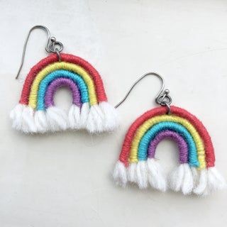 Cute Boho Handmade Rainbow Earrings : 9 Steps (with Pictures) - Instructables Embroidery Thread Earrings Diy, Embroidery Floss Earrings, Things To Make With Embroidery Thread, Diy Boho Rainbow, Embroidery Thread Crafts, November Jewelry, Lotus Flower Jewelry, Rainbow Embroidery, Diy Wire Earrings