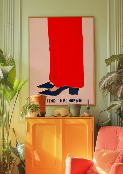 Trendy Woman Poster, Typography Print, Retro Wall Art, Maximalist Art Print, Vintage Poster, Psychedelic Art, Y2K Apartment Poster, Shoes Poster, Preppy Print, Maximalist Wall Art, Dorm Room Decor, Trippy Poster, Kitchen Wall Decor, Dopamine Decor, Eclectic Art Decorate your home or office with an easy way. You can print at your home , at your local print shop or upload the files and get your printable 70s inspired wall art easily. I N C L U D E D - F I L E S Included are 5 high res JPG image fi Poster Design Ideas Room, Maximalism House Decor, Shoes Poster, Wall Art Eclectic, Maximalist Art, Woman Poster, Art Eclectic, Maximalist Wall, Maximalist Wall Art