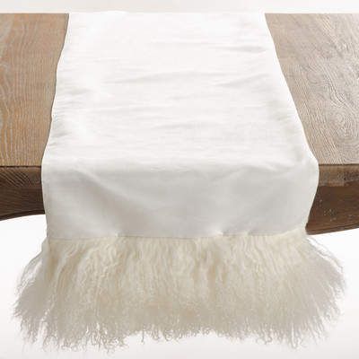 Wayfair Blankenship Table Runner #affiliate Fur Table Runner, Fur Table, Candle Wax Dripping, Burlap Runners, Glam Accessories, Vintage Burlap, Mongolian Lamb, Dripping Candles, Vinyl Tablecloth