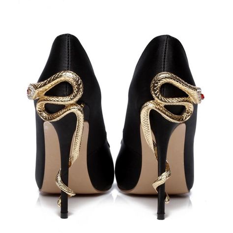 Snake Heels, Stile Hijab, Mode Shoes, Dr Shoes, Giuseppe Zanotti Heels, Yule Ball, Looks Black, Gold Snake, Leather High Heels