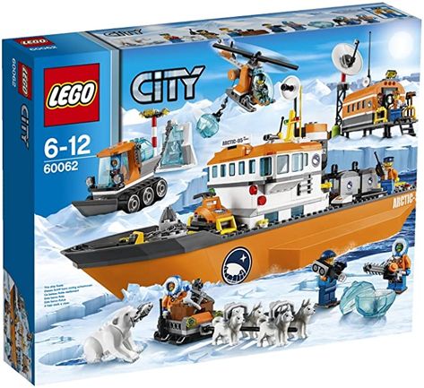 Amazon.com: LEGO City ice Breaker Ship 60062: Toys & Games Huskies Sled, Arctic Explorers, Lego City Sets, Lego Ship, Arctic Ice, Cargo Container, Lego Toy, Ice Breaker, Lego Toys