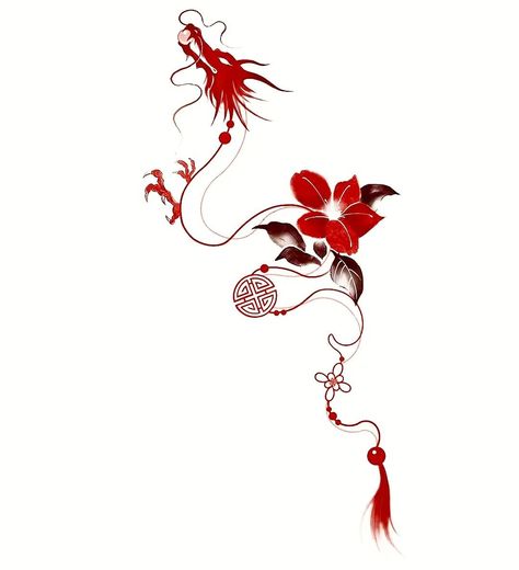 Tiger Lily Tattoos, Tattoo Advice, Leo Tattoo Designs, Charm Tattoo, Red Dragon Tattoo, New Tattoo Designs, Irezumi Tattoos, Flower Outline, Cute Tiny Tattoos