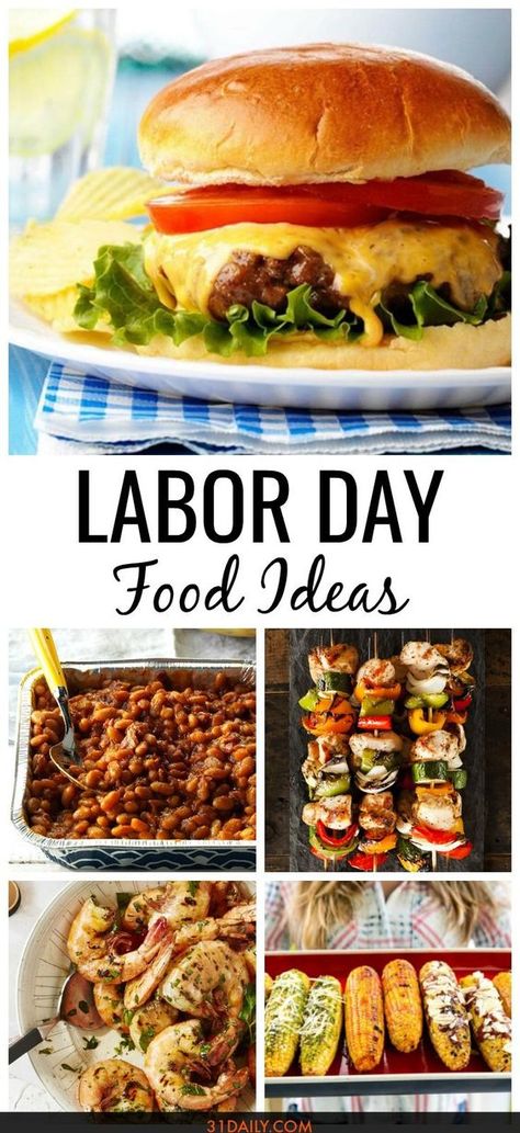 Easy Labor Day food ideas to kick-start your end of summer cookouts and parties. End of Summer Labor Day Food Ideas | 31Daily.com #labordayfood #cookout #grilling #bbq #31Daily Cookout Meal Ideas, End Of Summer Bbq Ideas, Grilling Menu Ideas Summer, Black Bbq Food, Labor Day Menu Ideas Easy, End Of Summer Party Food, Labor Day Cookout Food, Labor Day Grilling Ideas, Food For Cookout