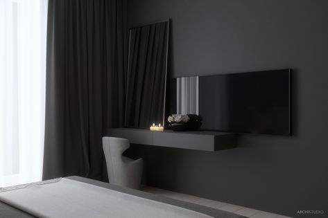 MEGAPOLIS | interior design on Behance All Black Bedroom, Makeup Vanities, Modern Style Bedroom, Dressing Ideas, Dressing Table Design, Vanity Design, Grey Bedroom, Makeup Table, Trendy Makeup