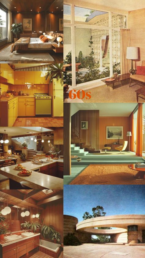 1960 Home Decor, 80 Interior Design, 1950s Home Interior, 1950s Aesthetic Home, 60 Interior Design, 60s Moodboard, 50s Interior Design, 60s Interior Design, 1960s Interior Design