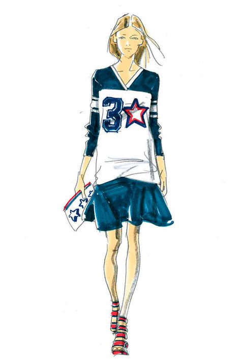 Tommy Hilfiger's collegiate collection has us SO excited for fall fashion and game day style Sporty Fashion Illustration, Excited For Fall, Design Sketchbook, Fashion Design Sketchbook, Fashion Sketch, Sketchbook Inspiration, Teen Vogue, Sporty Chic, 30th Anniversary