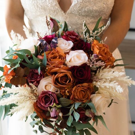 Burgundy and Rust Wedding Flower Bouquet, Burnt Orange Sage Green Wedding Bridal Bouquet Bridesmaid Bouquet, Rustic Pampas Wedding Flowers - Etsy Burgundy And Rust Wedding, Pampas Wedding Flowers, Burnt Orange Bridal Bouquet, Pampas Wedding, Orange Wedding Bouquet, Burnt Orange Bridesmaid Dresses, Bridal Bouquet Bridesmaid, Rust Wedding, Orange Bridesmaid