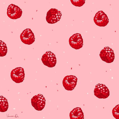 Raspberry Color Aesthetic, Raspberry Aesthetic Wallpaper, Pink Fruit Wallpaper, Raspberry Astetic, Raspberry Aesthetic, Raspberry Wallpaper, Raspberry Pattern, Berries Repeat Pattern, Cherry Kitchen