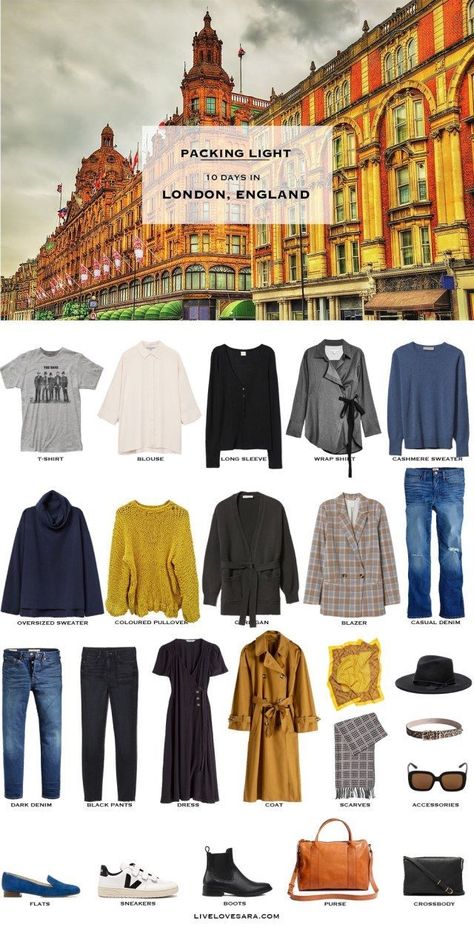 What to Pack for London, England in Spring Clothes For London Trip, London Travel Capsule Wardrobe, What To Wear In London In Spring, What To Wear In London In May, London Spring Outfit Packing Lists, Spring London Outfit, London Outfit Ideas Spring, London Outfit Spring, London Spring Outfit