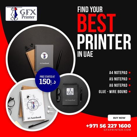 Post on Notepad printing by GFX Printer A4 Notebook, Graphic Design Ads, Personalized Notepad, Food Poster Design, Wire Binding, Food Poster, Free Quote, The Leader, Sports Design