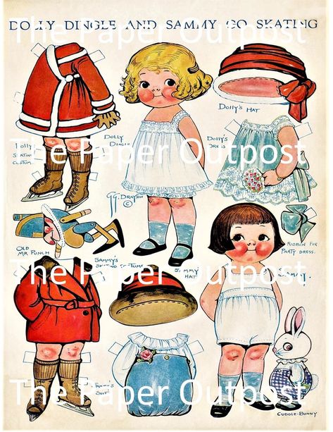 Paper Dolls Vintage Digikit Digital Printable Printables | Etsy Go Ice Skating, Dolly Dingle, Quarantine Activities, Dress Paper, Dolly Doll, Vintage Paper Doll, Free Vintage Printables, Doll Clothes Patterns Free, Paper Toy