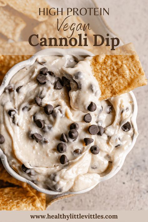 High Protein Vegan Cannoli Dip - Healthy Little Vittles Healthy Cannoli, Vegan Cannoli, Cannoli Dip, Vegan Protein Recipes, Dessert Dip, Plant Protein Powder, High Protein Desserts, Gluten Free Waffles, Berry Breakfast