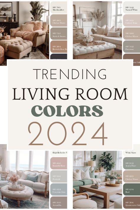 Find trending 2024 living room color schemes for your home! From soft neutrals to bold and bright there is a color scheme for every kind of style. Living Room Color Mood Board, Living Room Colors To Make Room Bigger, Cozy Color Schemes For Living Room, Color Schemes With Gray Living Room, Living Room Color Sherwin Williams, Colourful Neutral Living Room, Living Room Green Color Palette, Neutral Colors Interior Design, What Wall To Paint Accent Color Living Room