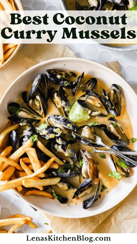 These coconut curry mussels are ready in just under 30 minutes and are packed full of leeks, garlic, and curry flavors. You’ll be blown away by how easy they are to make and want to slurp up every last drop of the red curry coconut sauce!