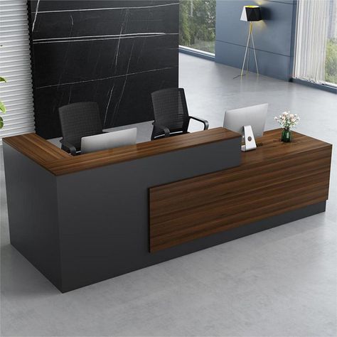 Ebern Designs Darald L-Shape Laminate Reception Desk with Filing Cabinet | Wayfair Contemporary Office Reception, Modern Office Reception Desk, Company Reception, Modern Office Reception, Office Reception Desk, Office Reception, Contemporary Office, Reception Desk, Modern Office