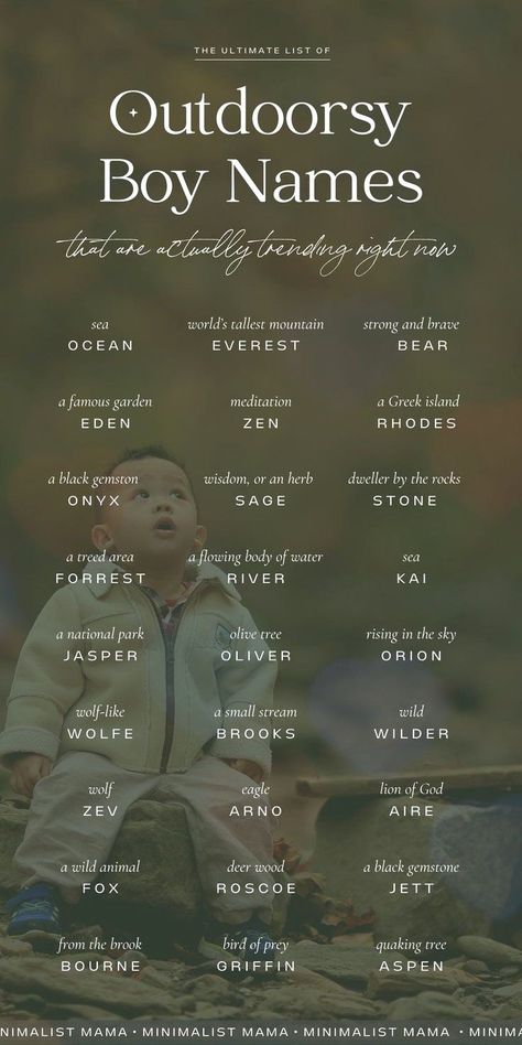 Boys Names With Meaning, Unique Boys Names, Boys Names Unique, Earthy Names, Nature Names For Boys, Earthy Boy Names, Boys Names Rare, One Syllable Boy Names, Boy Names Unique