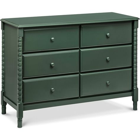 Jenny Lind Spindle 6-Drawer Dresser, Forest Green - DaVinci Dressers & Changing Tables | Maisonette Jenny Lind Nursery, Baby Clothes Blanket, Adorable Baby Clothes, Spindle Design, Jenny Lind, Changing Table Dresser, Wide Dresser, Kids Dressers, White Nightstand