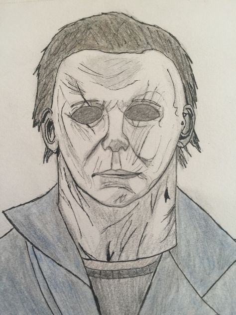 Micheal Myers Drawings Easy, How To Draw Michael Myers, Scary Characters Drawing, Scary Movie Drawings Easy, Michael Myers Drawings, Michael Myers Drawing Easy, Michael Myers Sketch, How To Draw Jason, Michael Myers Vs Jason