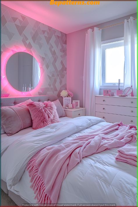 Gray Room With Pink Accent Wall, Gray And Pink Bedroom Ideas, Pink And Gray Bedroom, Bedroom Ideas For Small Rooms Cozy, Girly Room Decor, Grey Bedroom Decor, Decor Ideas Bedroom, Luxury Room Bedroom, Pink Bedroom Decor